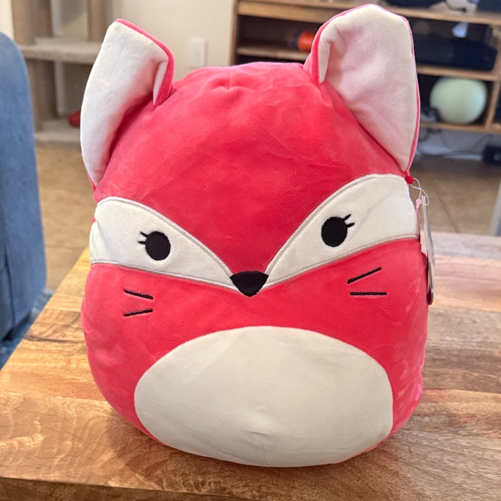 Squishmallows “Fifi” Vibrant Pink and Cream Fox Plush